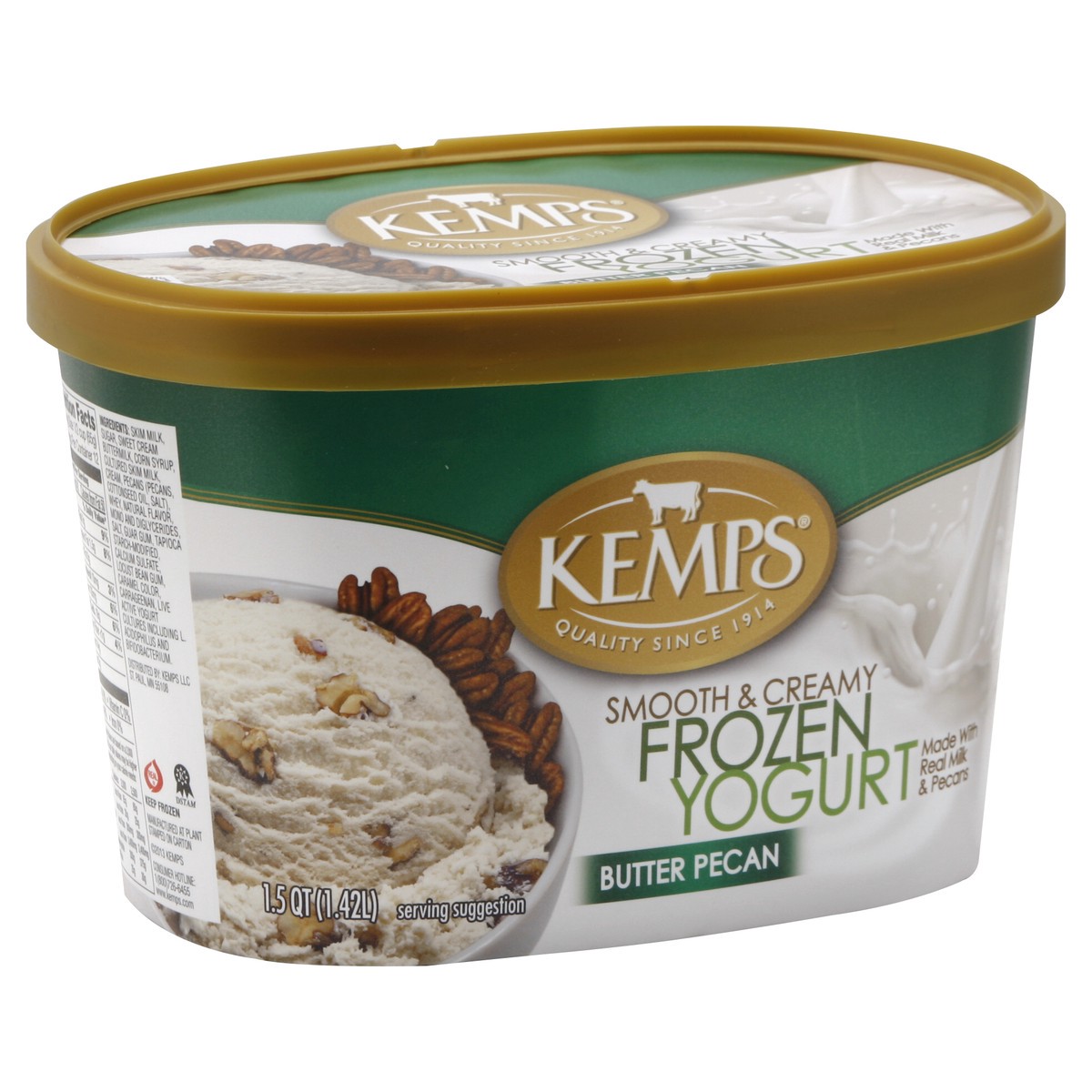 slide 4 of 4, Kemps Butter Pecan Frozen Yogurt, 1.5 qt