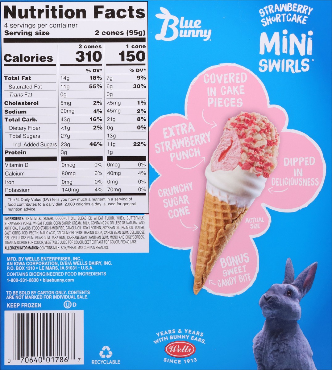 Blue Bunny Mini Swirls Strawberry Shortcake Reduced Fat Ice Cream Cones 8 -  2.3 Fl Oz Cones 8 ct | Shipt