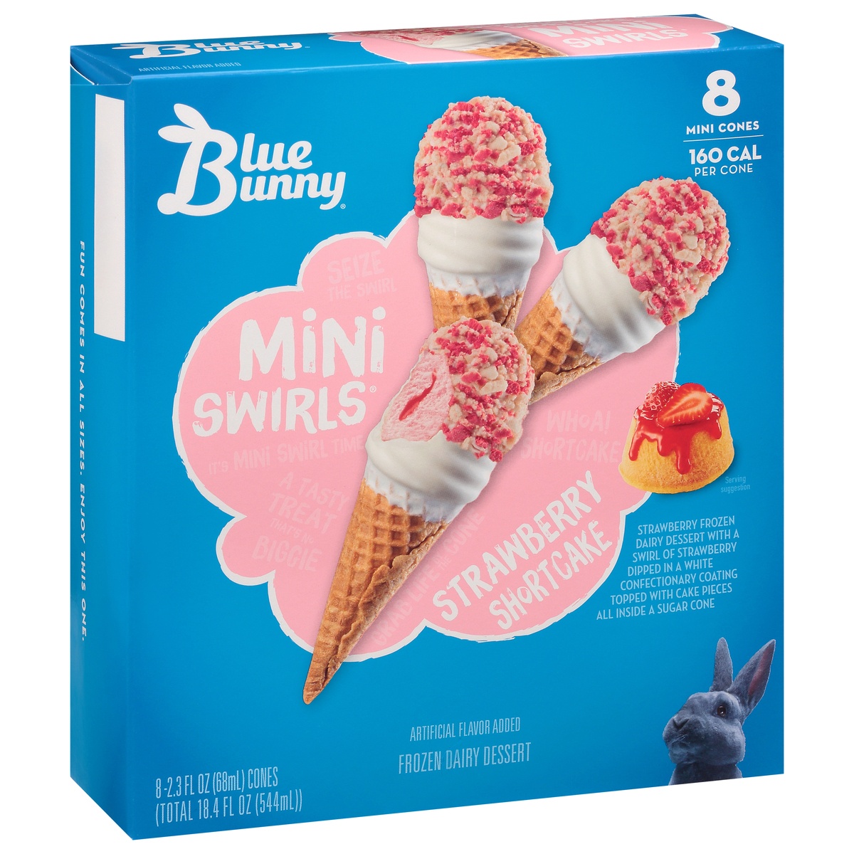 slide 1 of 8, Blue Bunny Frozen Strawberry Shortcake Mini Swirls - 18.4oz/8ct, 18.4 fl oz