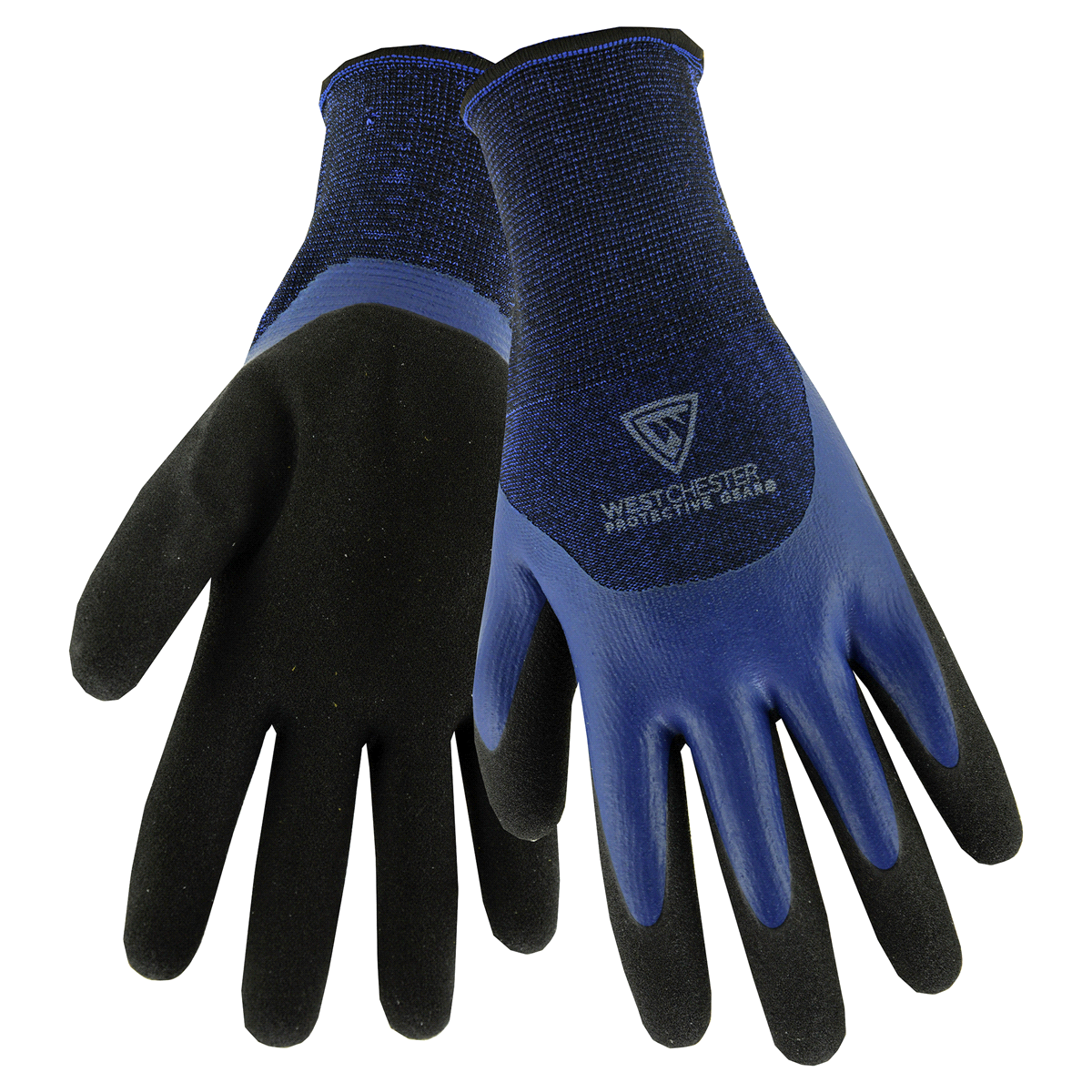 slide 1 of 1, West Chester Protective Gear Blue Polyester Double Dipped Latex Grip Gloves, 1 ct
