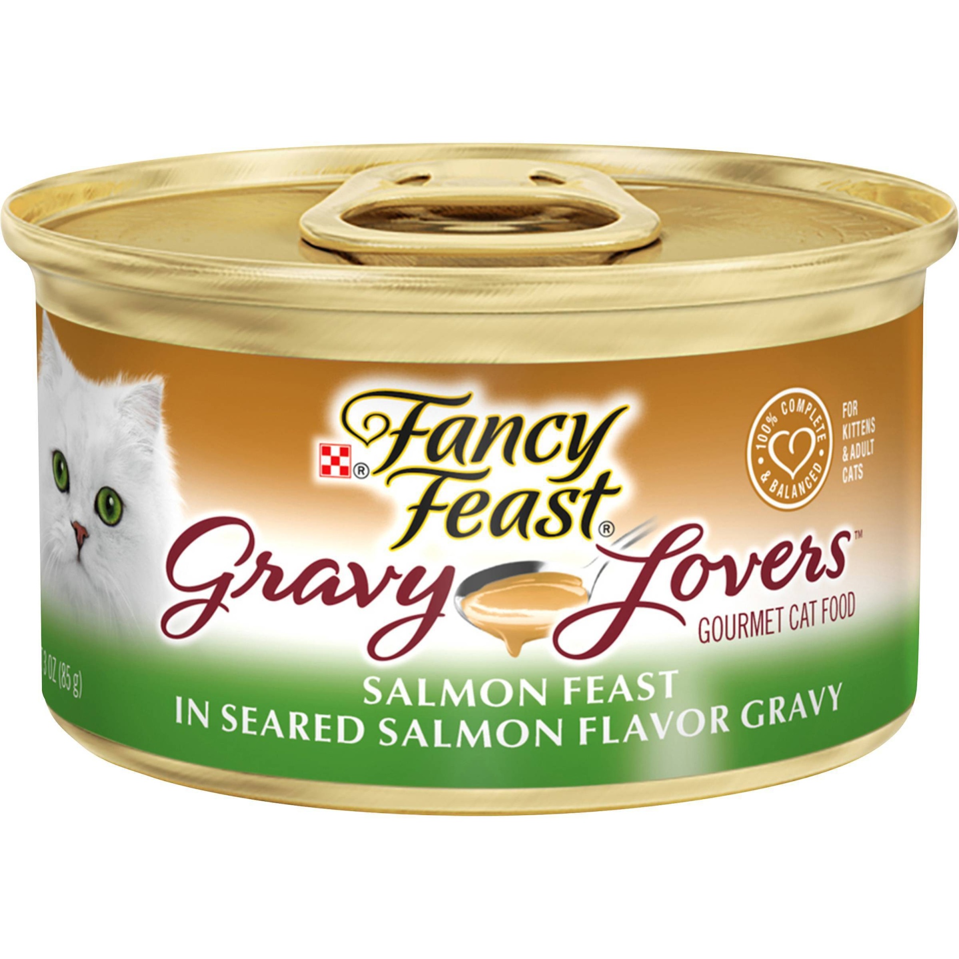 slide 1 of 7, Fancy Feast Gravy Lovers Salmon Feast in Seared Salmon Flavor Gravy Cat Food, 3 oz