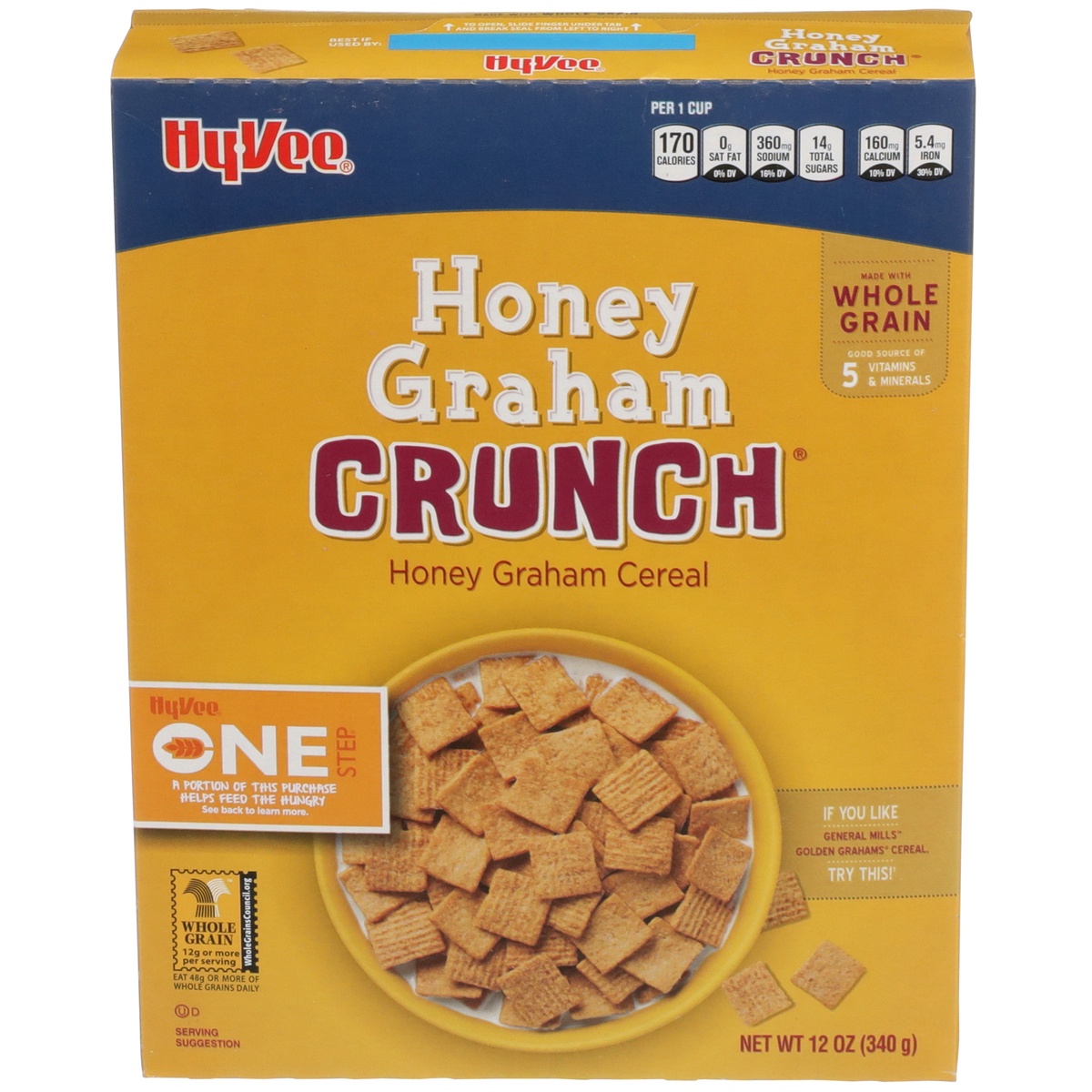 slide 1 of 1, Hy-Vee One Step One Step Honey Graham Crunch, 12 oz