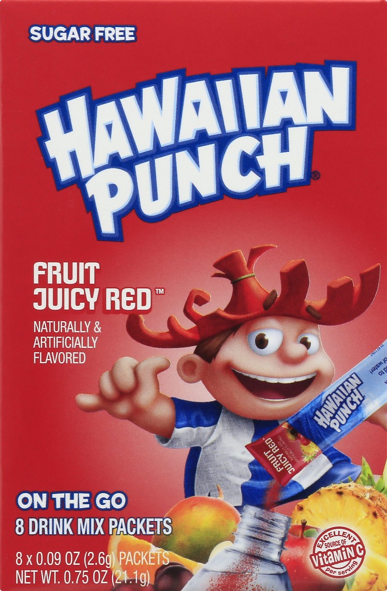 slide 6 of 13, Hawaiian Punch Sugar Free On The Go Fruit Juicy Red Drink Mix Packets 8 ea, 8 ct