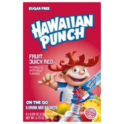 Hawaiian Punch Sugar Free On The Go Fruit Juicy Red Drink Mix Packets 8 ea