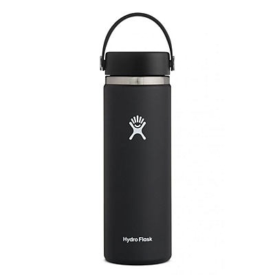 slide 1 of 1, Hydro Flask Wide Mouth Insulated Bottle with Flex Cap, Black, 20 oz