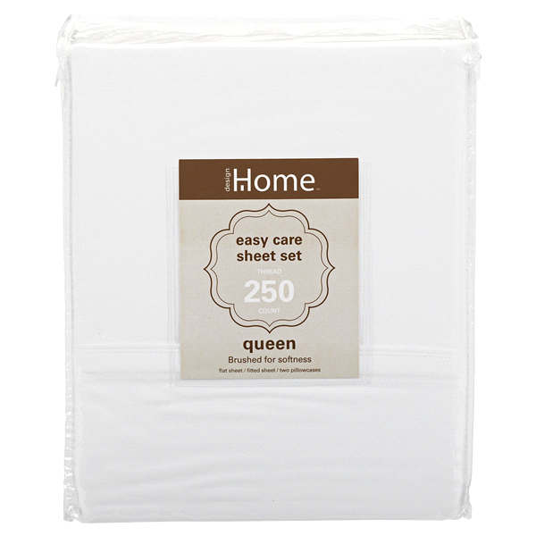 slide 1 of 2, Home Sheet Set 250TC Cotton, Queen, White, Queen Size