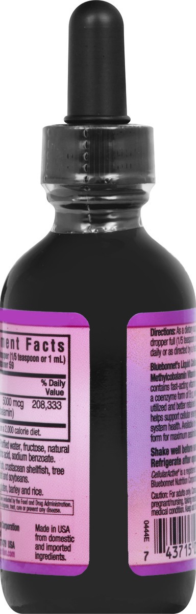slide 11 of 11, Bluebonnet Nutrition Liquid 5000 mcg Raspberry Flavor Vitamin B12 2 oz, 2 oz