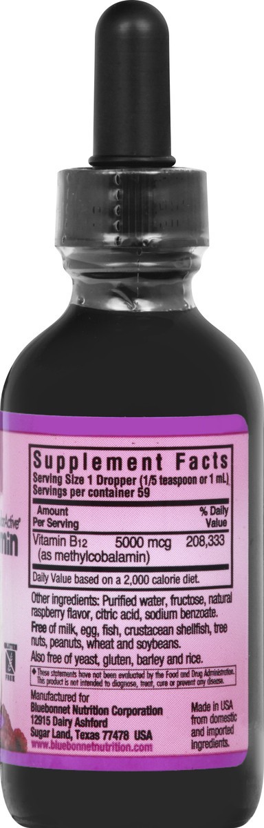slide 6 of 11, Bluebonnet Nutrition Liquid 5000 mcg Raspberry Flavor Vitamin B12 2 oz, 2 oz