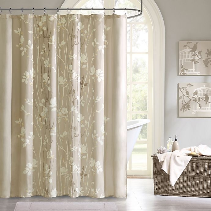 slide 1 of 1, Madison Park Essentials Vaughn Shower Curtain - Taupe, 1 ct