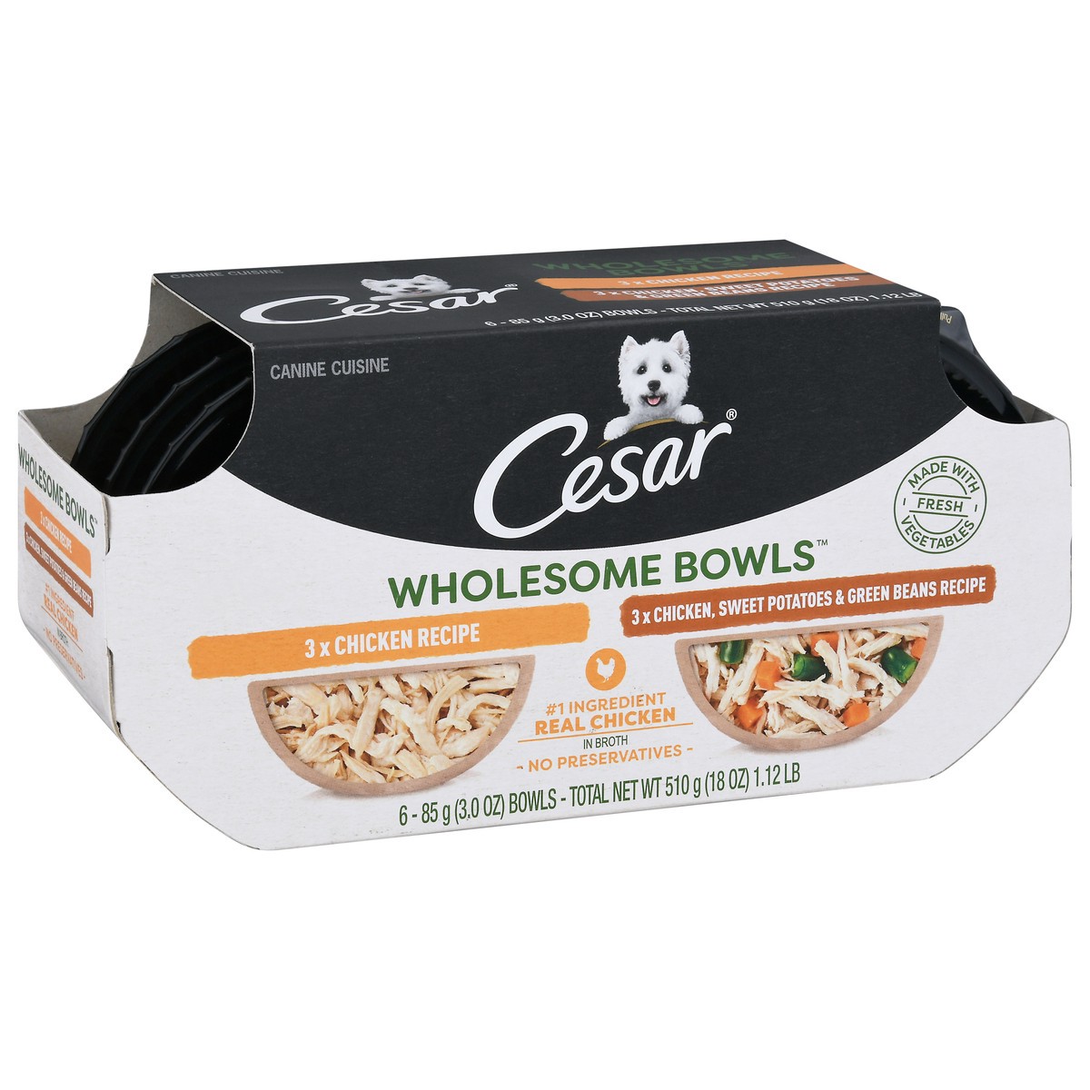 slide 4 of 9, Cesar Wholesome Bowls Canine Cuisine Dog Food 6 - 85 g Bowls, 6 ct