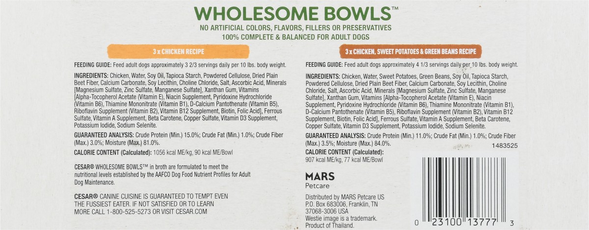 slide 7 of 9, Cesar Wholesome Bowls Canine Cuisine Dog Food 6 - 85 g Bowls, 6 ct