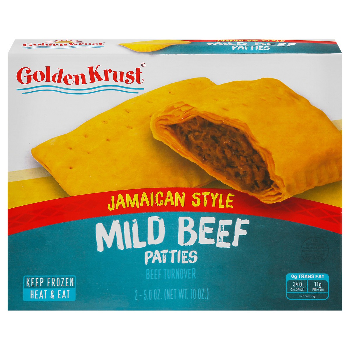 slide 1 of 1, Golden Krust Jamaican Style Mild Beef Patties Beef Turnover 2 - 5 oz Patties, 2 ct