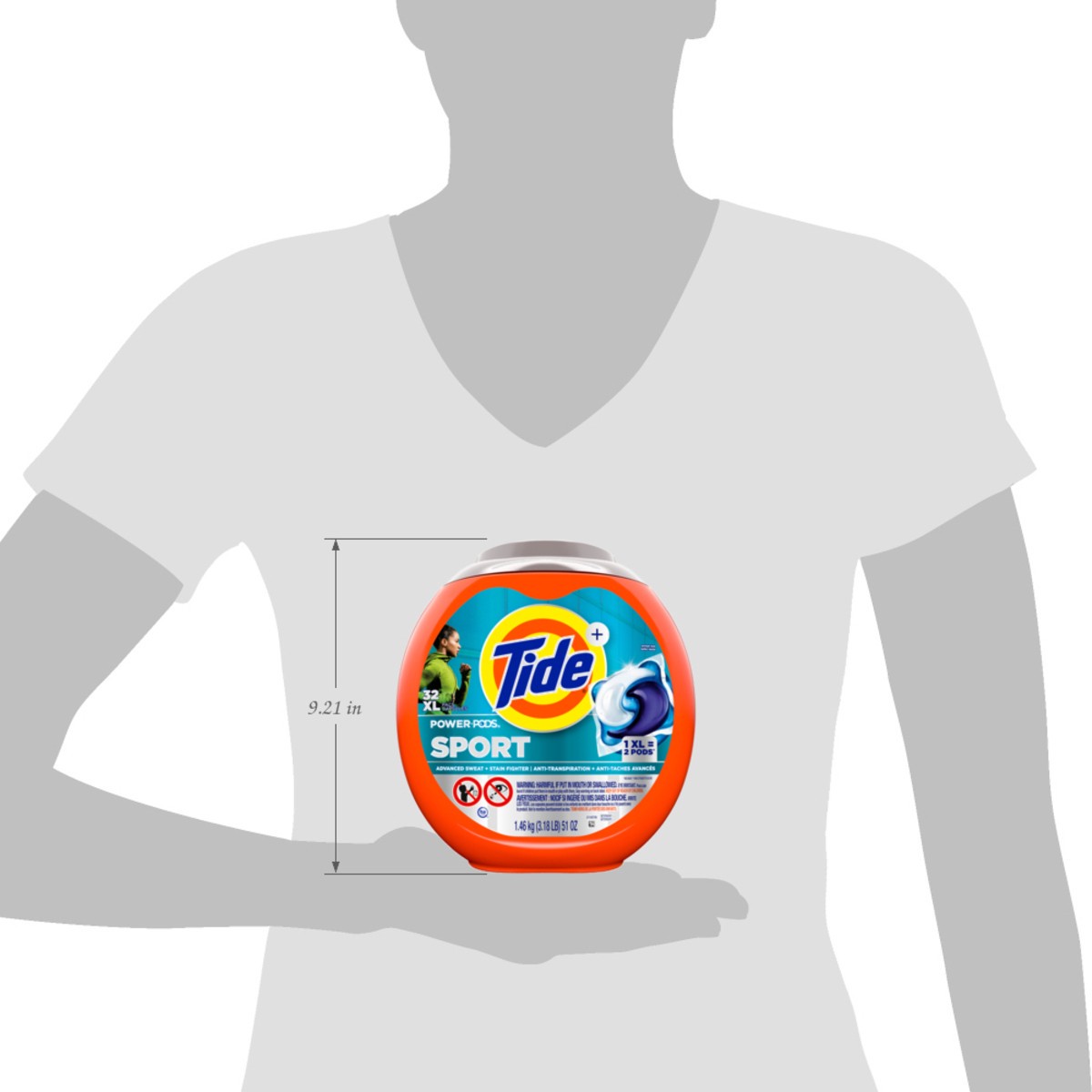 slide 3 of 7, Tide Power Pods Sport Laundry Detergent Pacs, 32 Count, Advanced Sweat + Stain Fighter, 32 ct