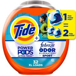 Tide Power Pods Sport Laundry Detergent Pacs, 32 Count, Advanced Sweat + Stain Fighter