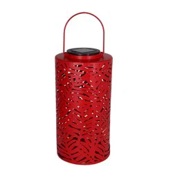 Hd Outdoors Solar Metal Leaf Lantern - Red