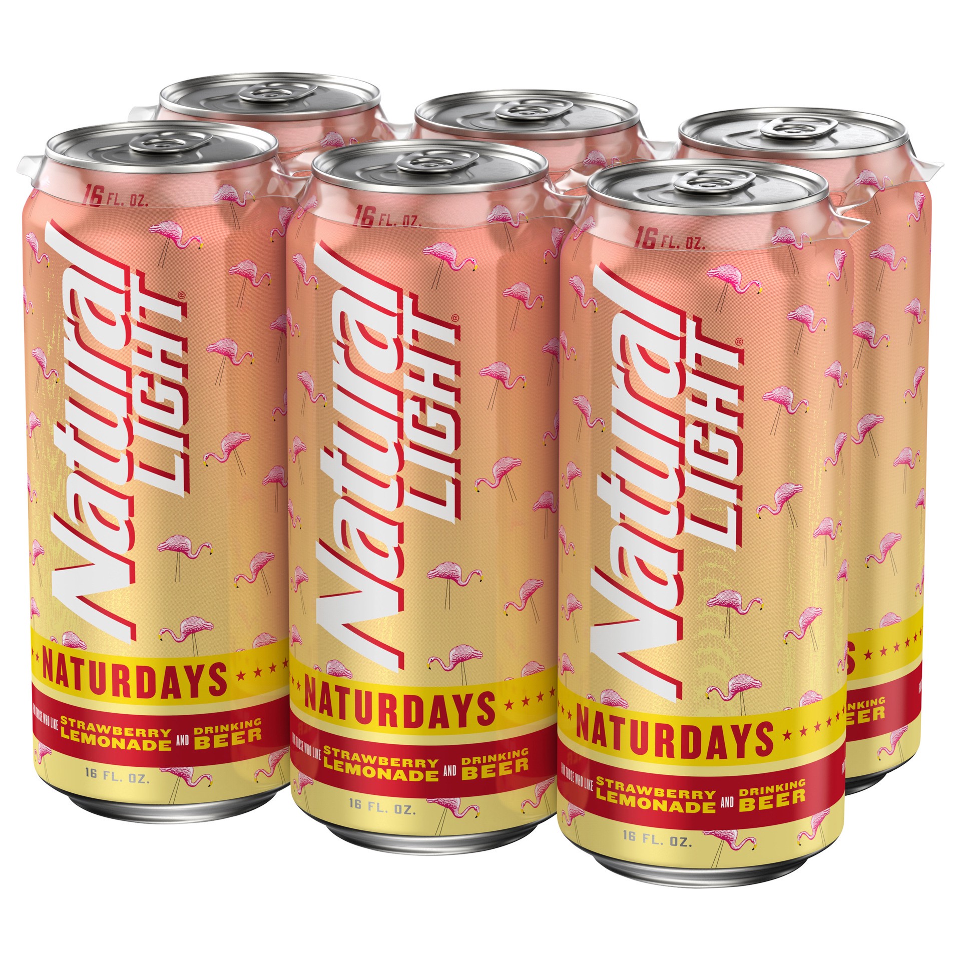 slide 3 of 5, Natural Light Naturdays Strawberry Lemonade Beer, 6 Pack 16 fl. oz. Cans, 4.2% ABV, 16 fl oz