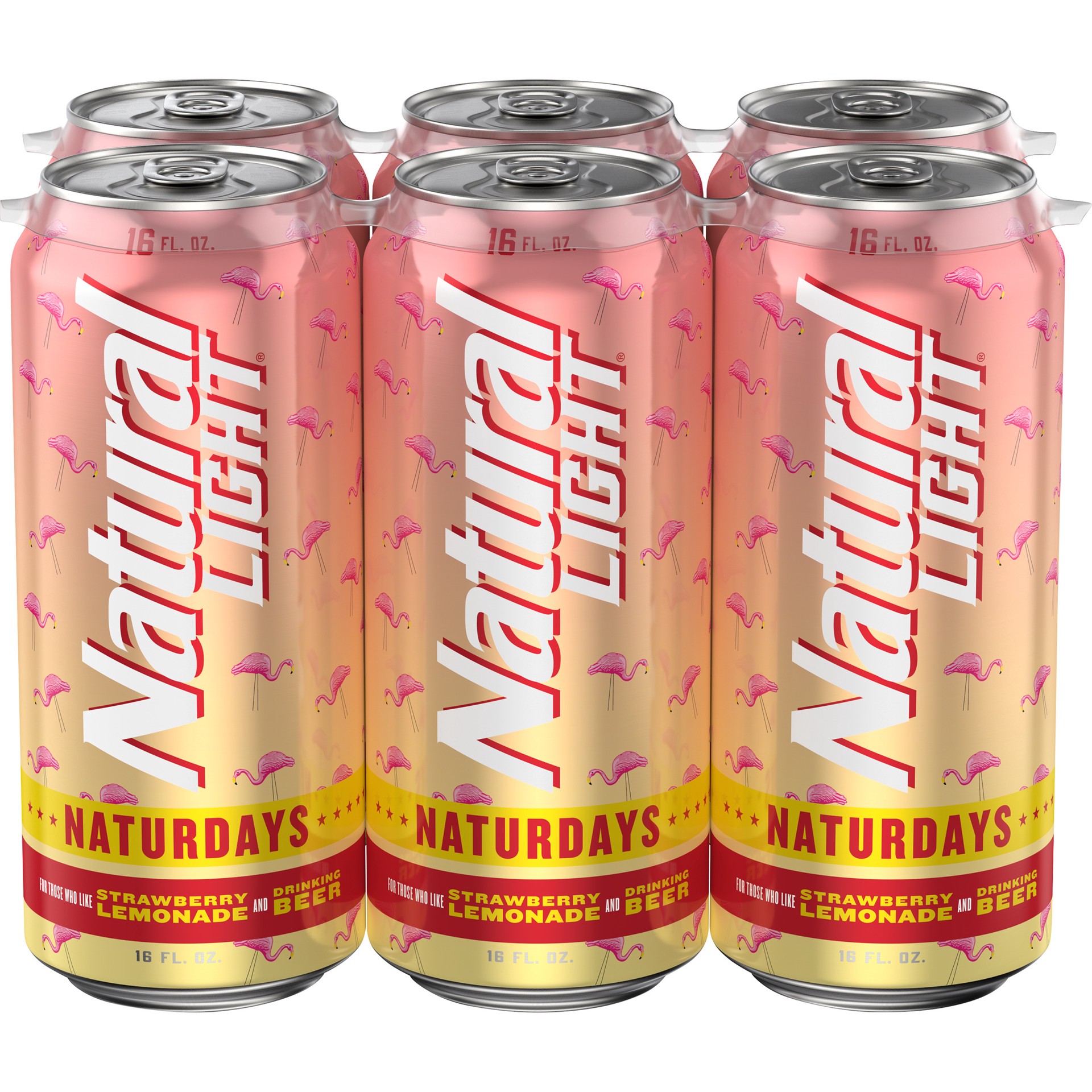 slide 2 of 5, Natural Light Naturdays Strawberry Lemonade Beer, 6 Pack 16 fl. oz. Cans, 4.2% ABV, 16 fl oz