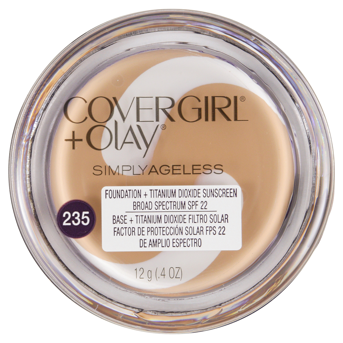 slide 6 of 6, Covergirl COVERGIRL & Olay Simply Ageless Instant Wrinkle-Defying Foundation with SPF 28, Medium Light 235, 0.40 oz (12 g), 0.4 oz