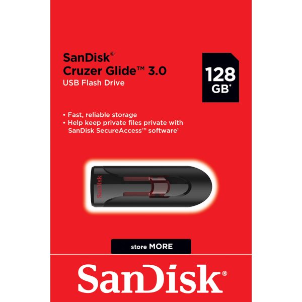 slide 2 of 5, SanDisk Cruzer Glide 3.0 Usb Flash Drive, 256 Gb, Black, Sdcz600-256G-A46, 1 ct