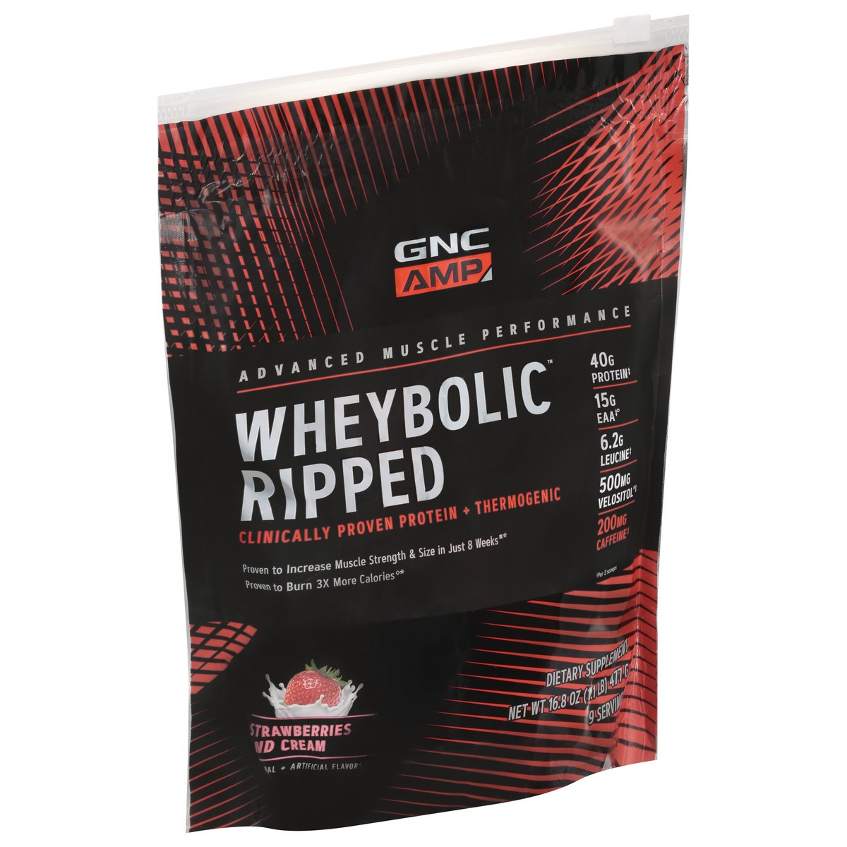 slide 6 of 9, GNC AMP Wheybolic Ripped Strawberries and Cream Whey Protein 16.8 oz, 16.8 oz