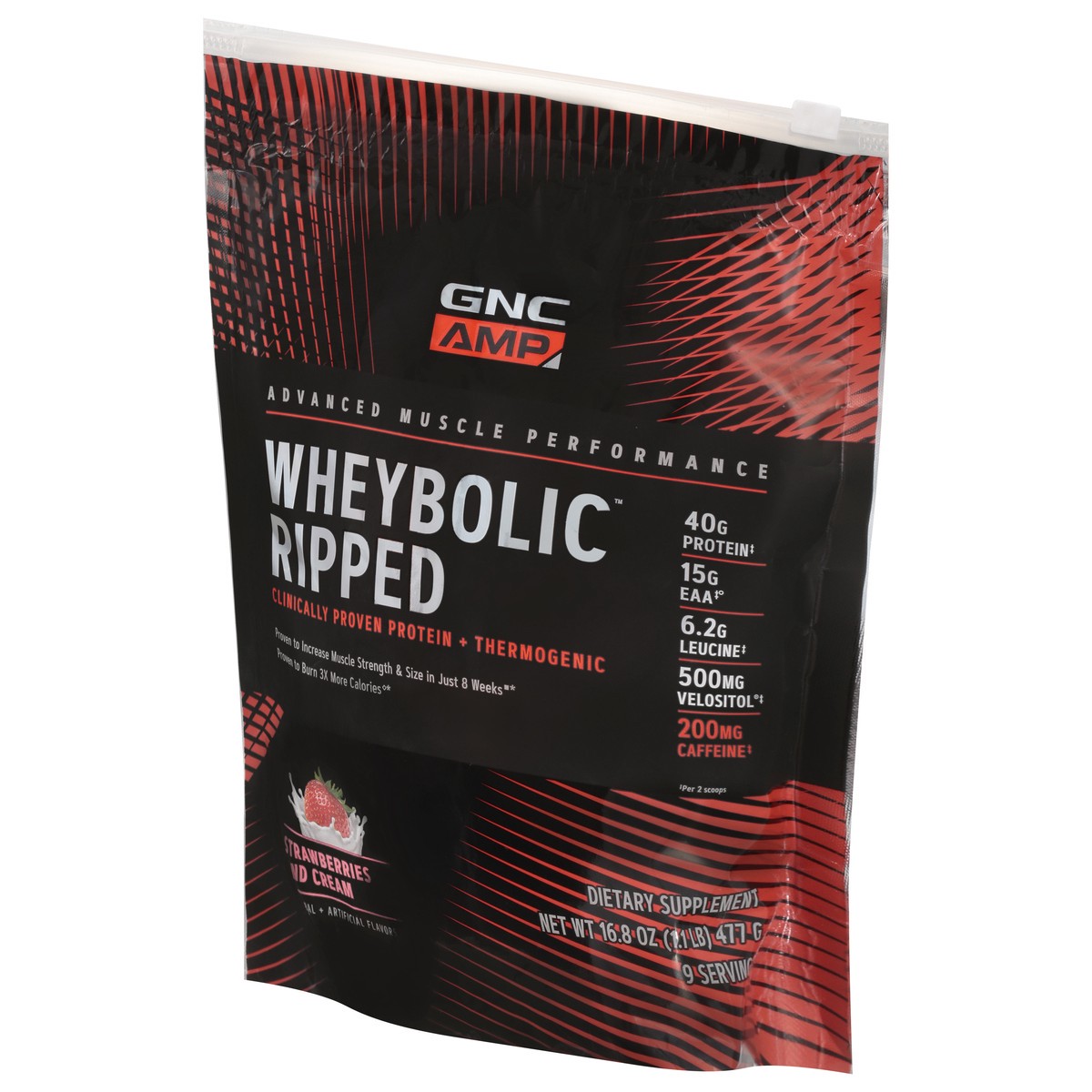 slide 2 of 9, GNC AMP Wheybolic Ripped Strawberries and Cream Whey Protein 16.8 oz, 16.8 oz