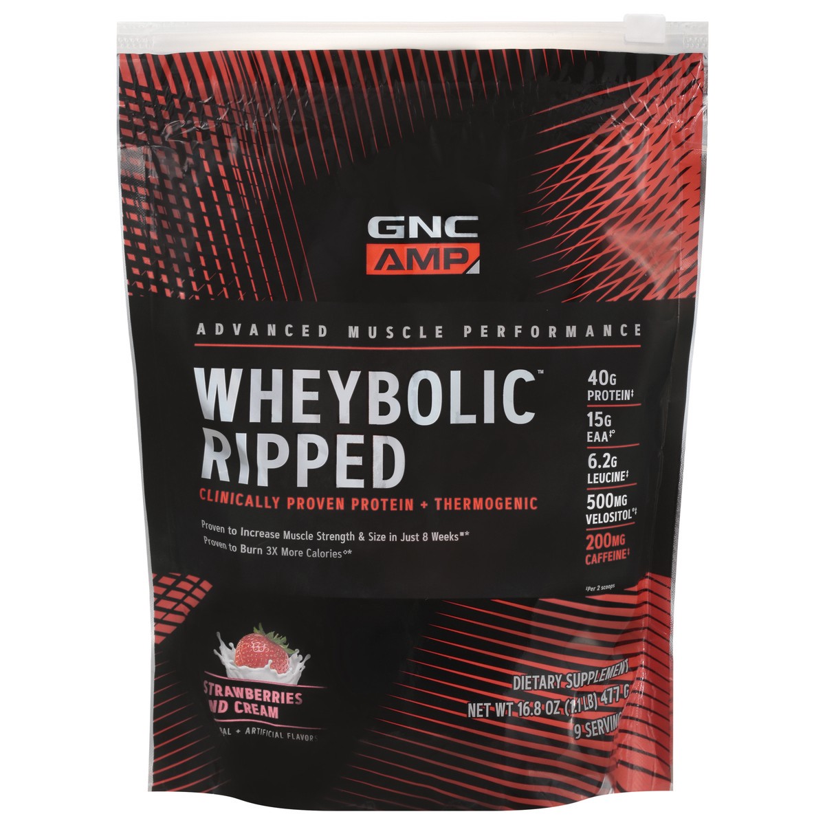 slide 1 of 9, GNC AMP Wheybolic Ripped Strawberries and Cream Whey Protein 16.8 oz, 16.8 oz