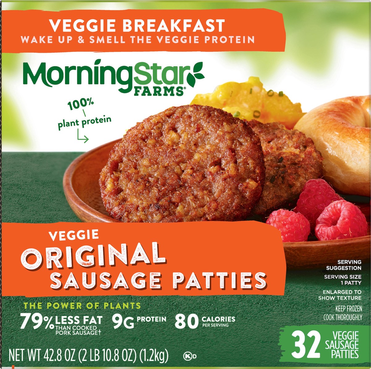 slide 6 of 13, MorningStar Farms Veggie Breakfast Meatless Sausage Patties, Original, 42.8 oz, 32 Count, Frozen, 