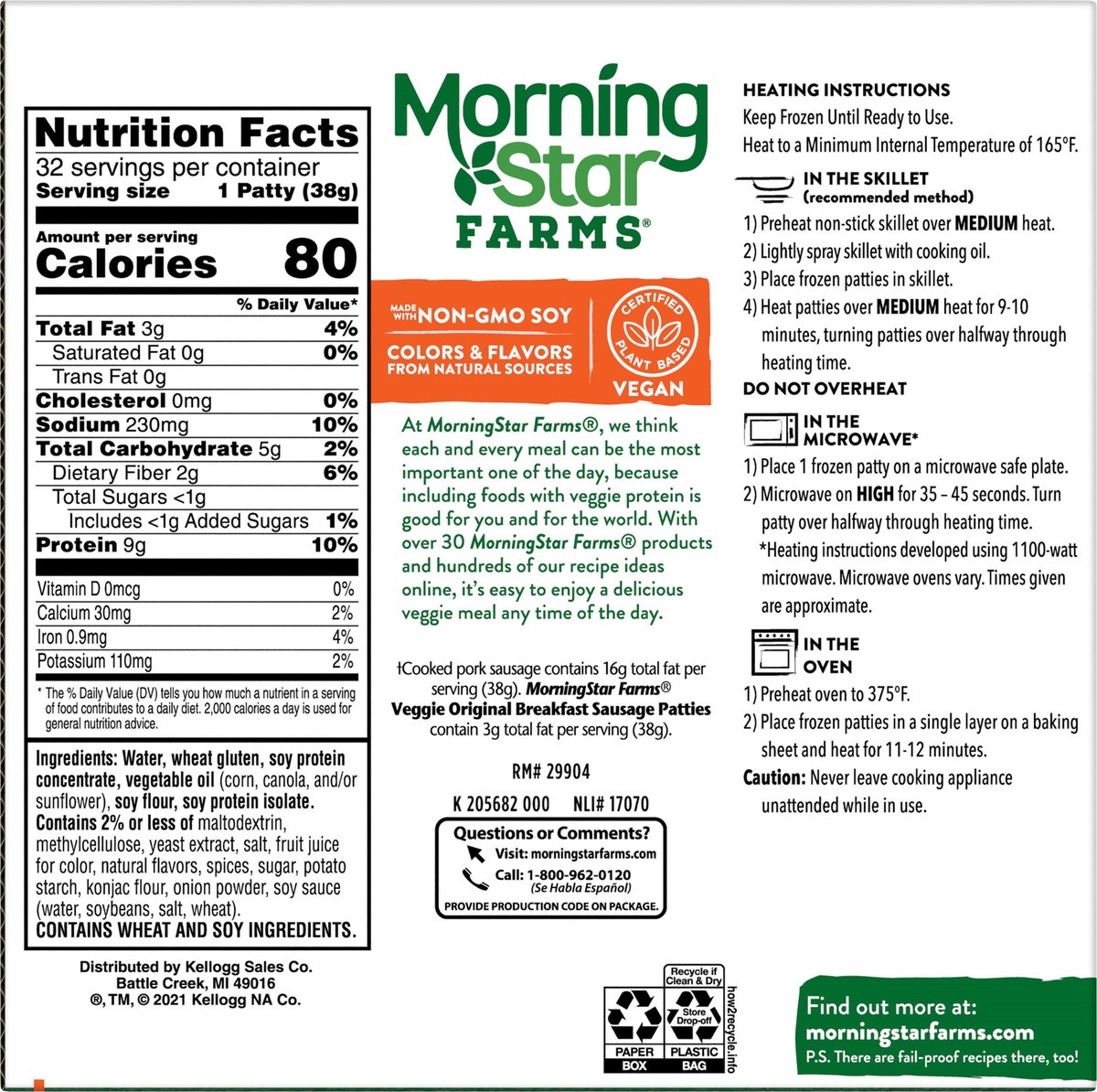 slide 10 of 13, MorningStar Farms Veggie Breakfast Meatless Sausage Patties, Original, 42.8 oz, 32 Count, Frozen, 