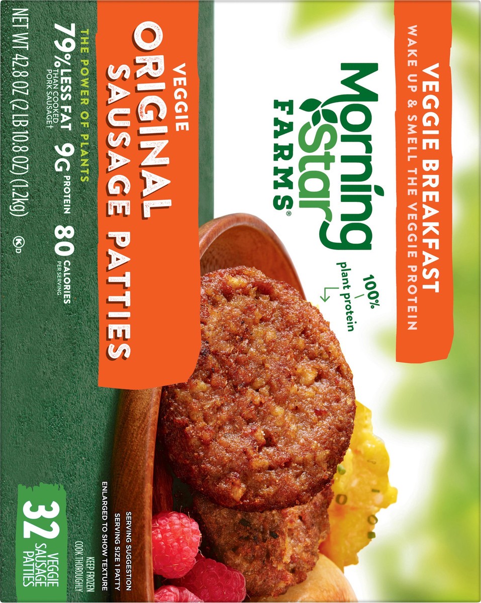 slide 11 of 13, MorningStar Farms Veggie Breakfast Meatless Sausage Patties, Original, 42.8 oz, 32 Count, Frozen, 