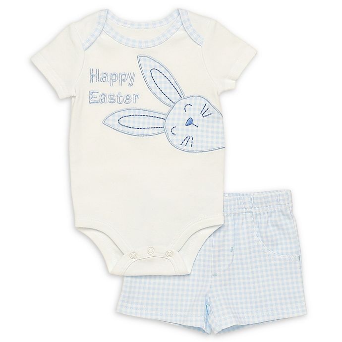 slide 1 of 1, Baby Starters Newborn Happy Easter Bodysuit and Short Set - Blue Gingham, 2 ct