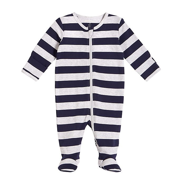 slide 1 of 1, Petit Lem Footie Newborn Navy Stripe, 1 ct