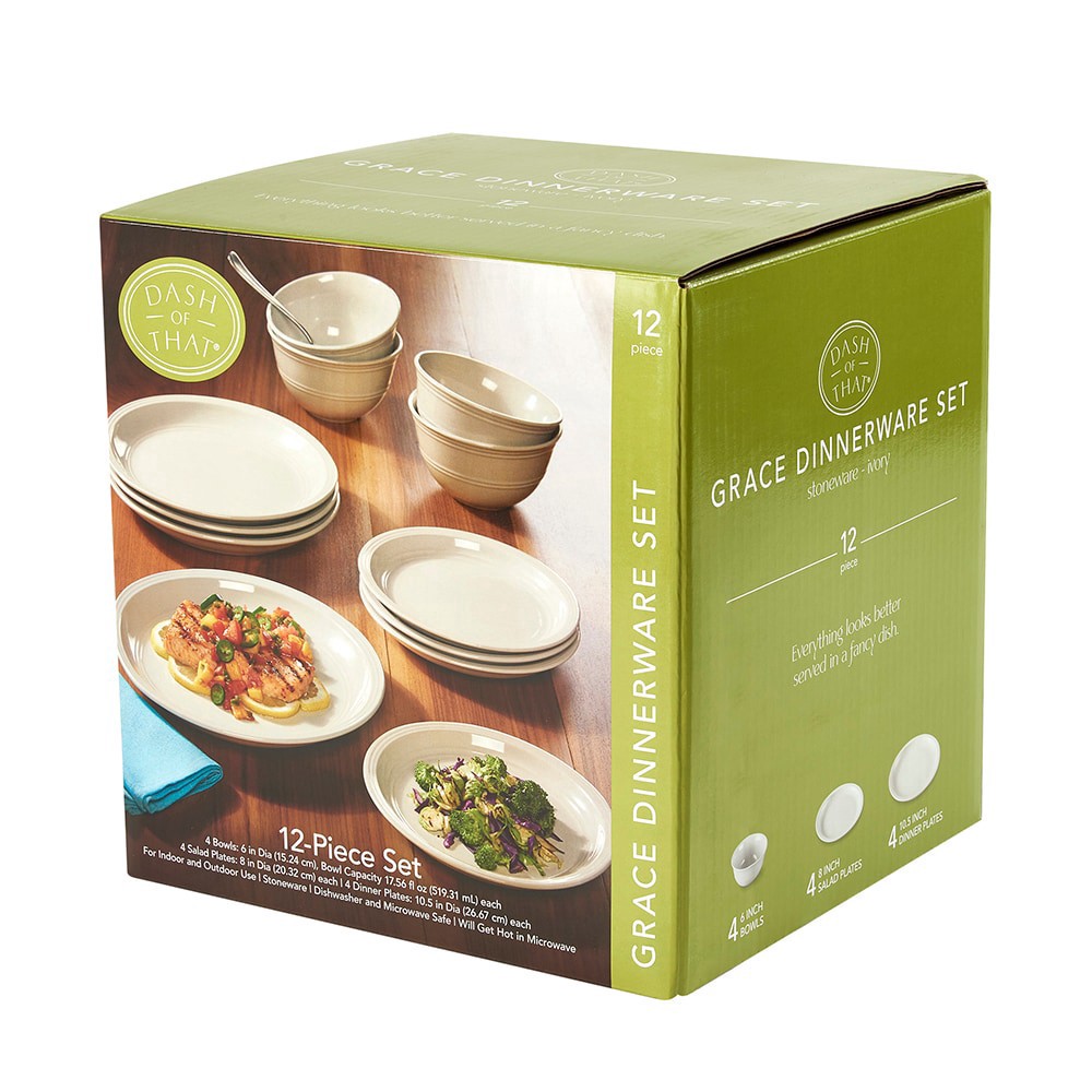 slide 6 of 6, Dash Of That Grace Dinnerware Set-Ivory, 12 ct