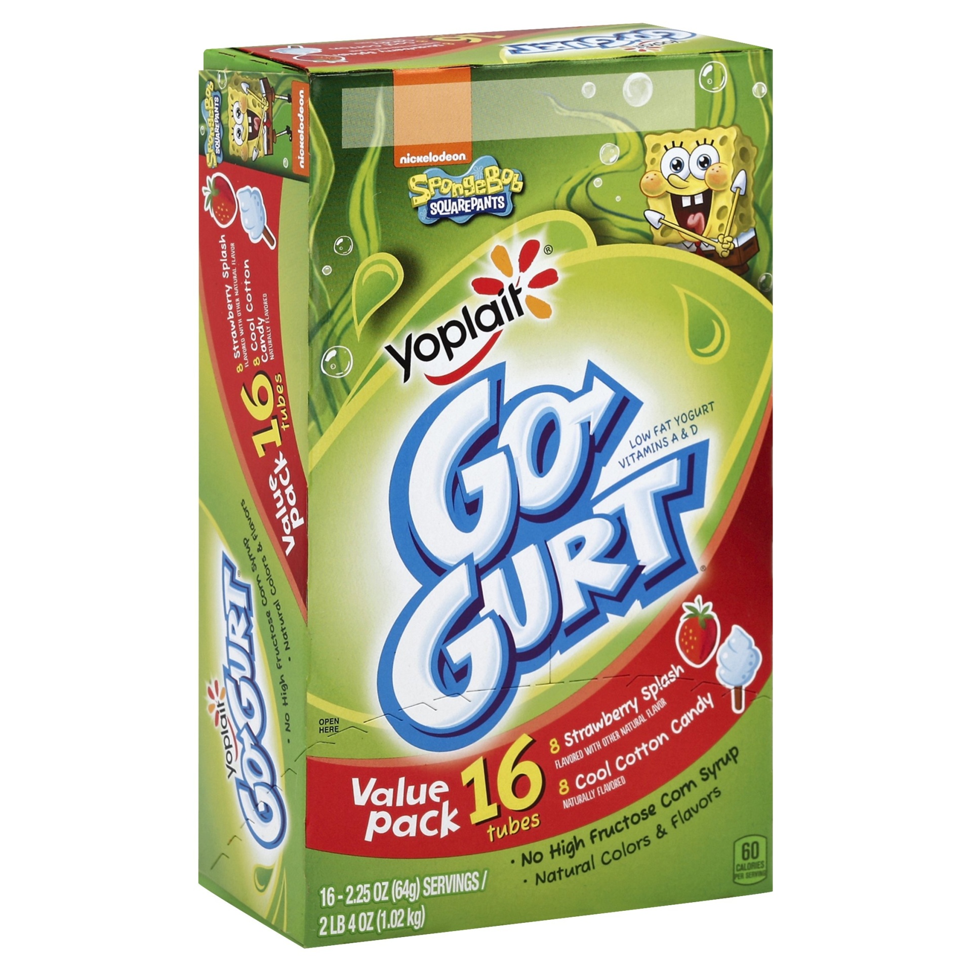 slide 1 of 1, Yoplait Go-Gurt Strawberry Splash & Cool Cotton Candy Low Fat Yogurt, 16 ct; 2.25 oz