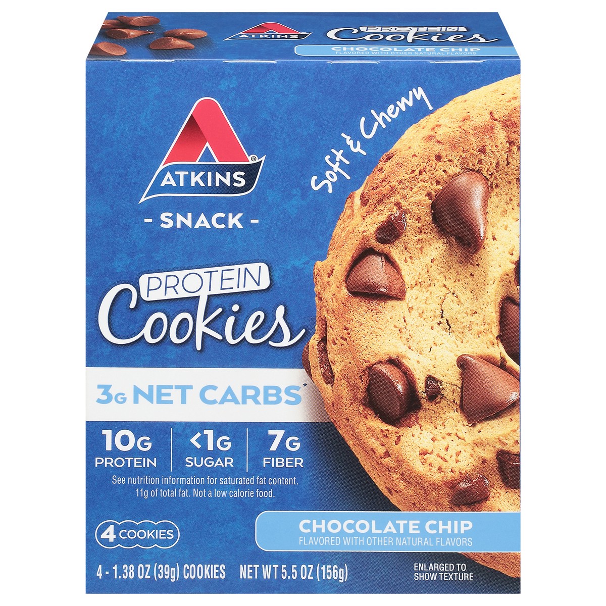 slide 1 of 13, Atkins Protein Cookies, Chocolate Chip, 4 ct