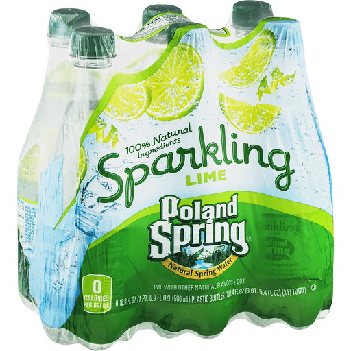 slide 2 of 8, Poland Spring Brand Sparkling Natural Spring Water Raspberry Lime Bottles, 6 ct; 101.4 fl oz