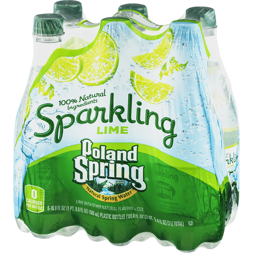 slide 3 of 8, Poland Spring Brand Sparkling Natural Spring Water Raspberry Lime Bottles, 6 ct; 101.4 fl oz