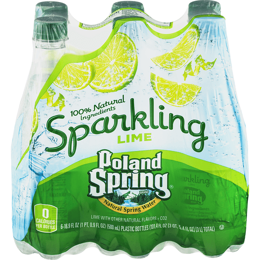 slide 1 of 8, Poland Spring Brand Sparkling Natural Spring Water Raspberry Lime Bottles, 6 ct; 101.4 fl oz