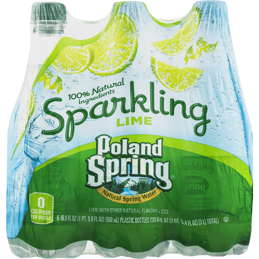 slide 4 of 8, Poland Spring Brand Sparkling Natural Spring Water Raspberry Lime Bottles, 6 ct; 101.4 fl oz