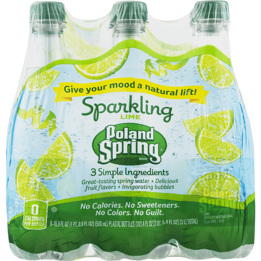 slide 7 of 8, Poland Spring Brand Sparkling Natural Spring Water Raspberry Lime Bottles, 6 ct; 101.4 fl oz