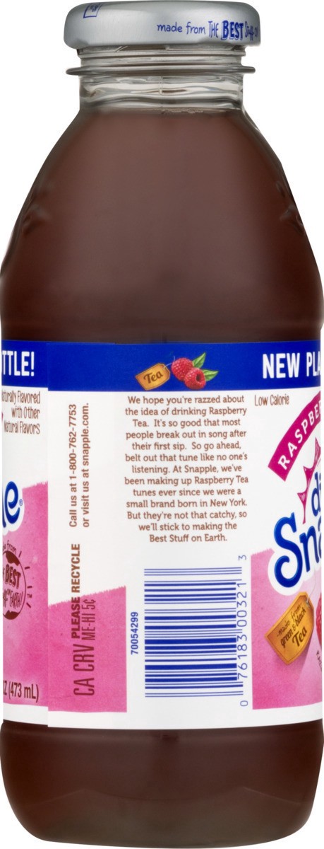 slide 9 of 10, Snapple Zero Sugar Raspberry Tea, 16 fl oz recycled plastic bottle, 16 fl oz