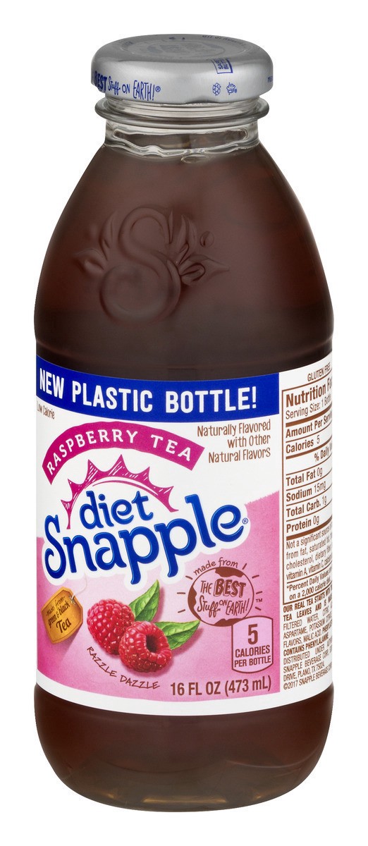 slide 7 of 10, Snapple Zero Sugar Raspberry Tea, 16 fl oz recycled plastic bottle, 16 fl oz