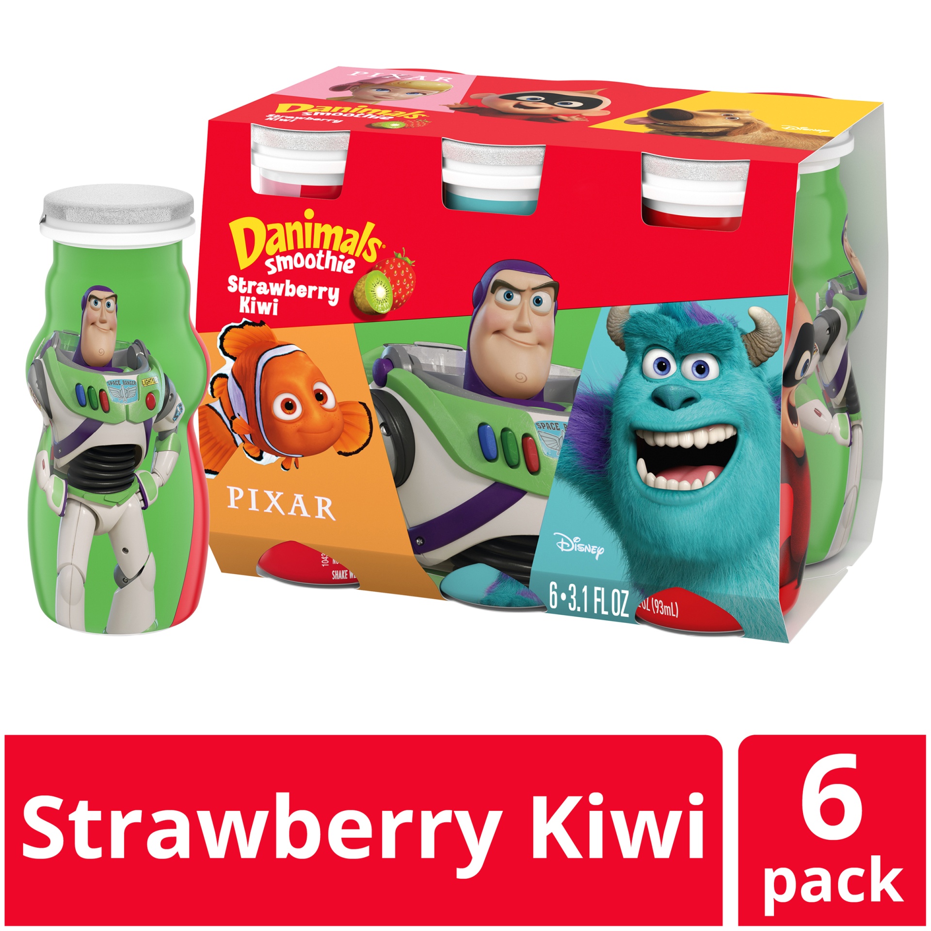 slide 1 of 7, Danimals Strikin’ Strawberry Kiwi Smoothies Bottles, 3.1 fl oz