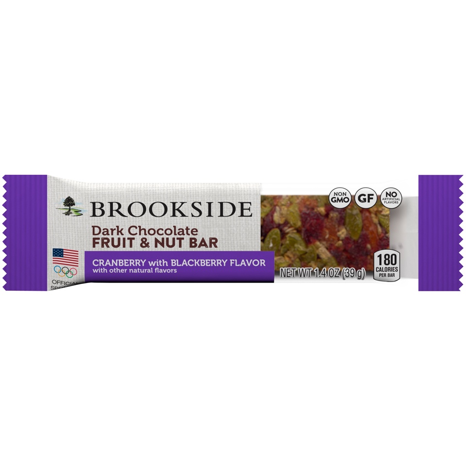 slide 1 of 1, Brookside Cranberry With Blackberry Flavor Dark Chocolate Fruit & Nut Bar, 1.4 oz