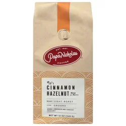 PapaNicholas Coffee Ground Light Roast Cinnamon Hazelnut Coffee - 12 oz