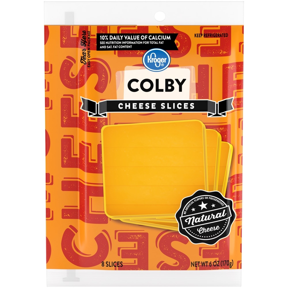 slide 1 of 1, Kroger Colby Cheese Slices, 6 oz