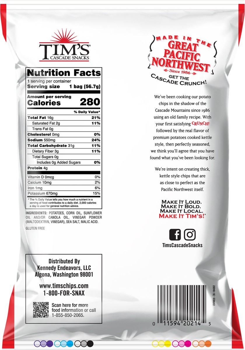 slide 2 of 11, Tim's 2 oz Tims Sea Salt & Vinegar Kettle Chip, 2 oz