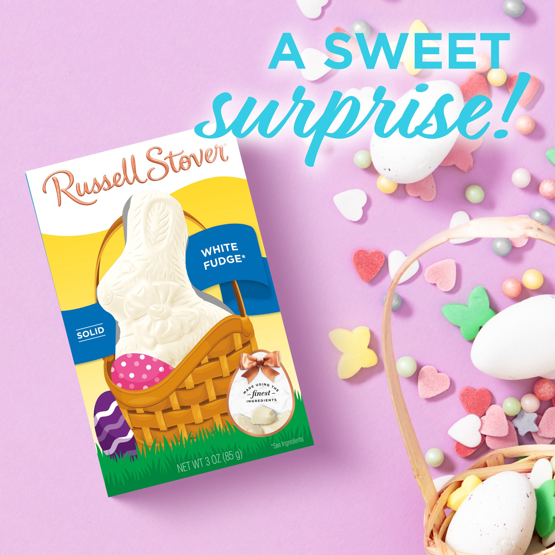 slide 3 of 4, RUSSELL STOVER Easter Solid White Fudge Easter Bunny, 3 oz., 3 oz