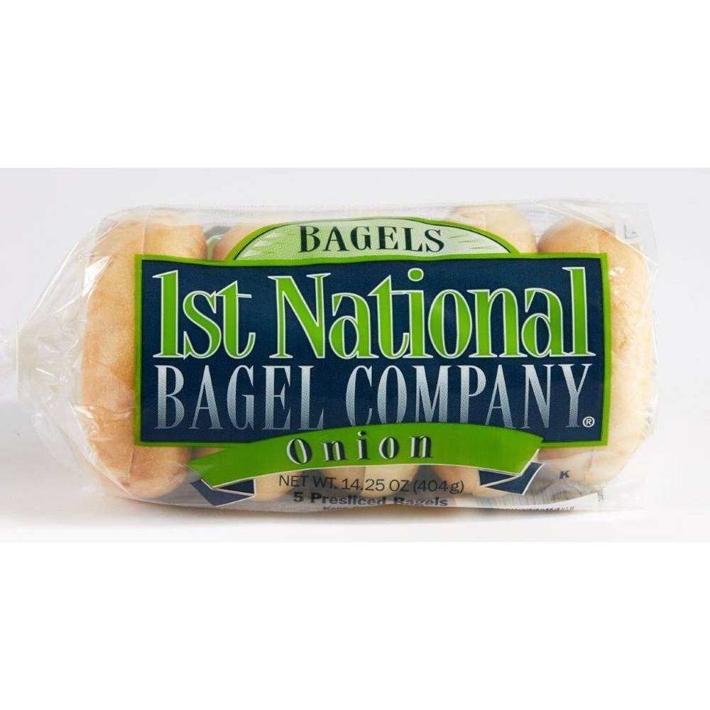 slide 2 of 2, 1st National Bagel Company Onion Bagels, 5 ct