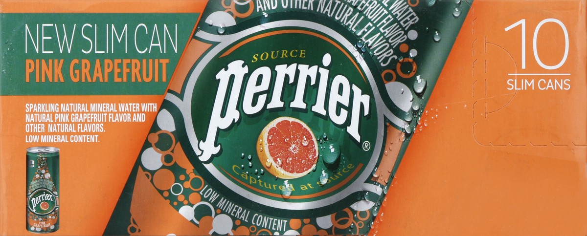 slide 3 of 7, PERRIER Pink Grapefruit Flavored Carbonated Mineral Water,  Slim Can - 8.45 oz, 8.45 oz