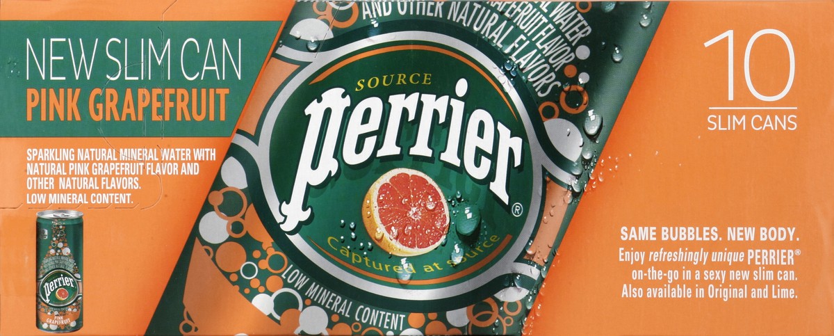 slide 7 of 7, PERRIER Pink Grapefruit Flavored Carbonated Mineral Water,  Slim Can - 8.45 oz, 8.45 oz